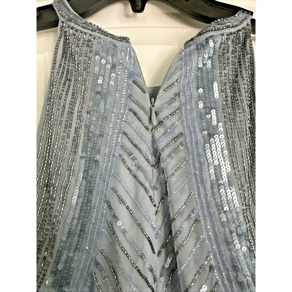 Lauren Ralph Lauren Women's Beaded Mesh Halter PartyCocktail Dress Light Blue 12 - Picture 12 of 13